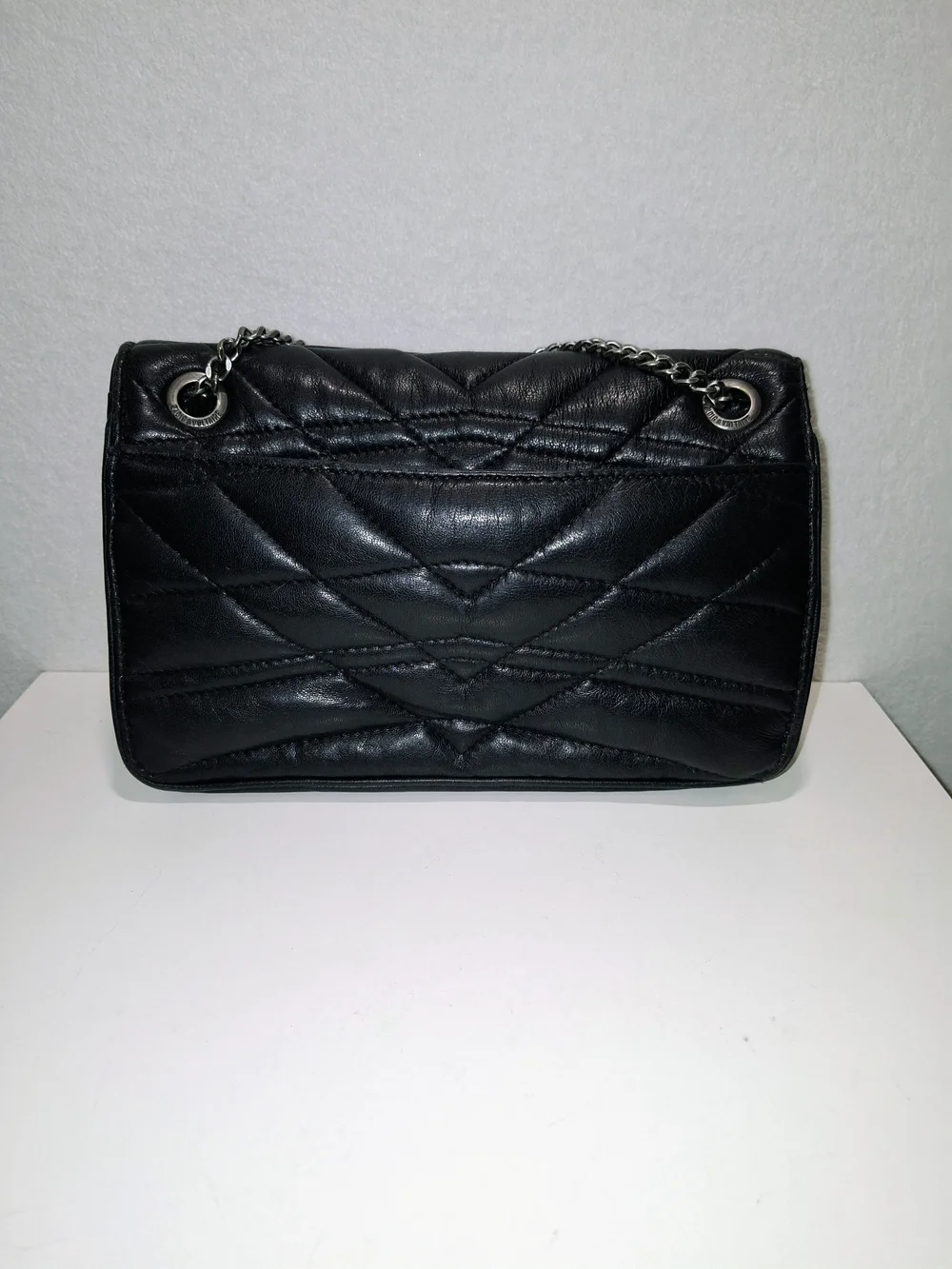 Zadig & Voltaire Black Quilted Shoulder Bag with Silver Chain